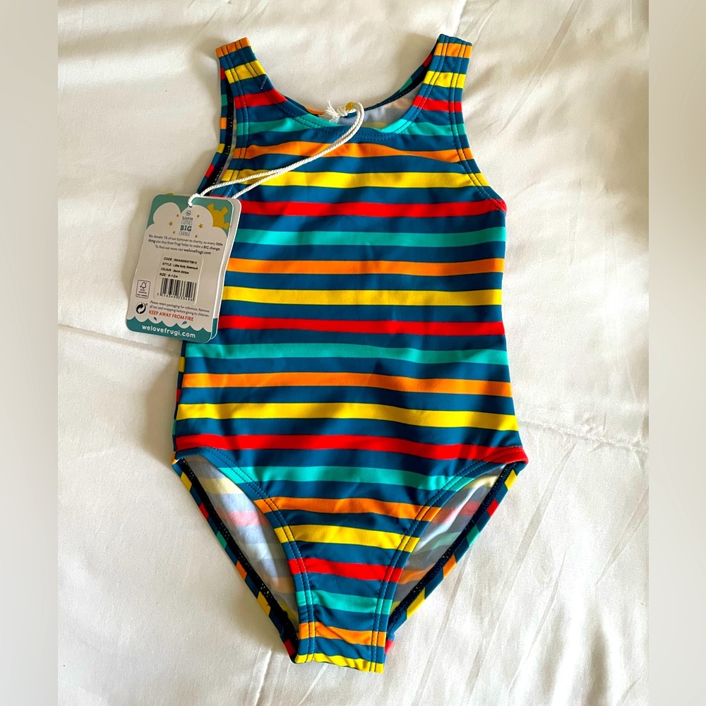 Frugi “Little Sally” swimsuit - one-piece striped suit, size 6-12 mos
